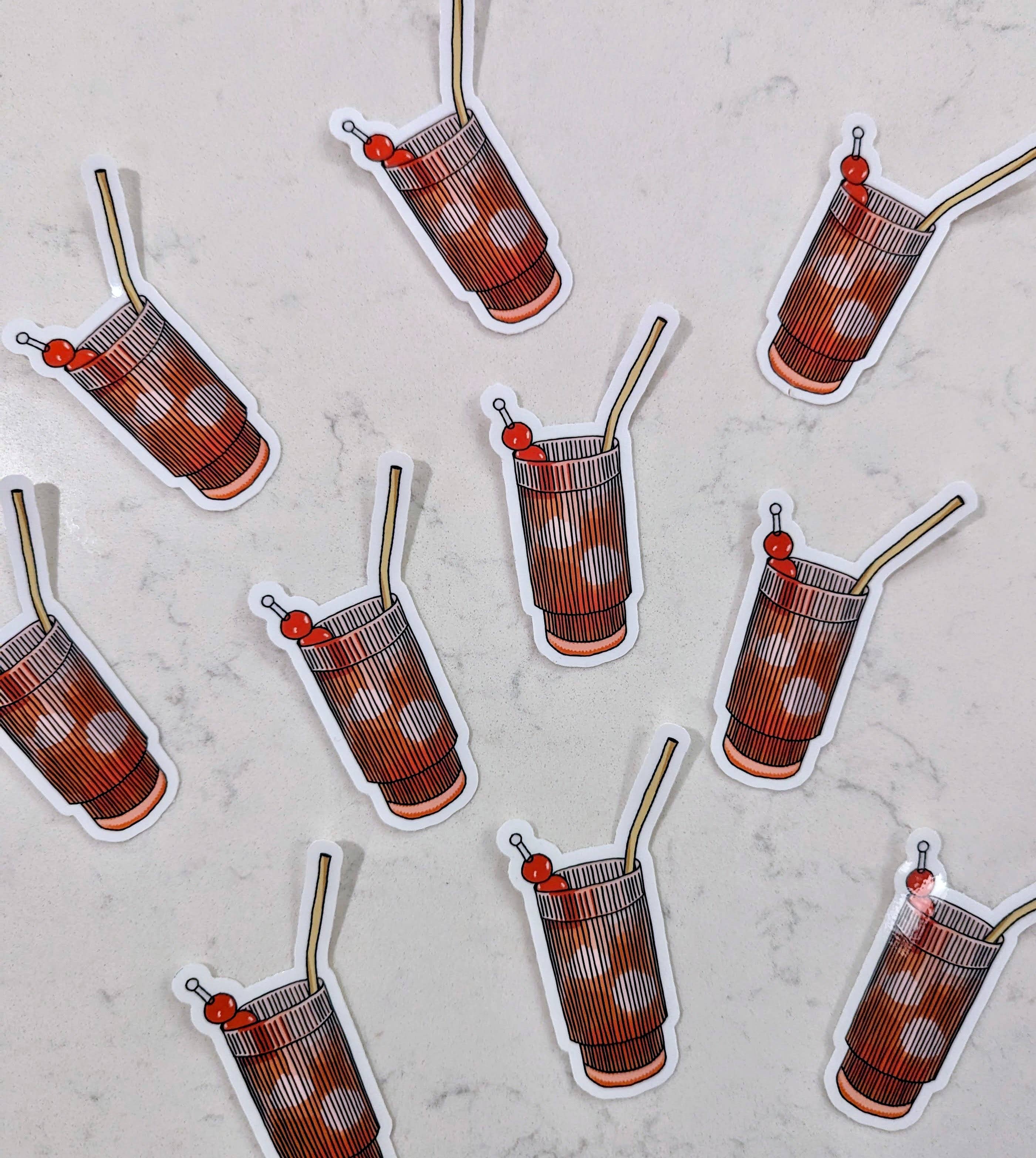 Pancake Press - Vendita all'ingrosso Adesivo - Adesivo Cocktail Shirley Temple | Bevanda in Vinile Lucido 3,5"2