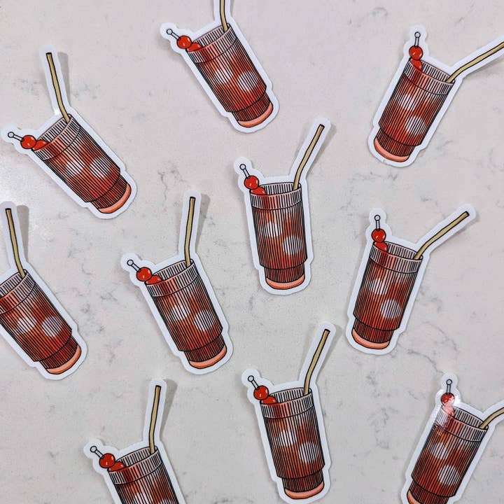 Pancake Press - Wholesale Sticker - Shirley Temple Cocktail Sticker | 3.5" Glossy Vinyl Drink 2