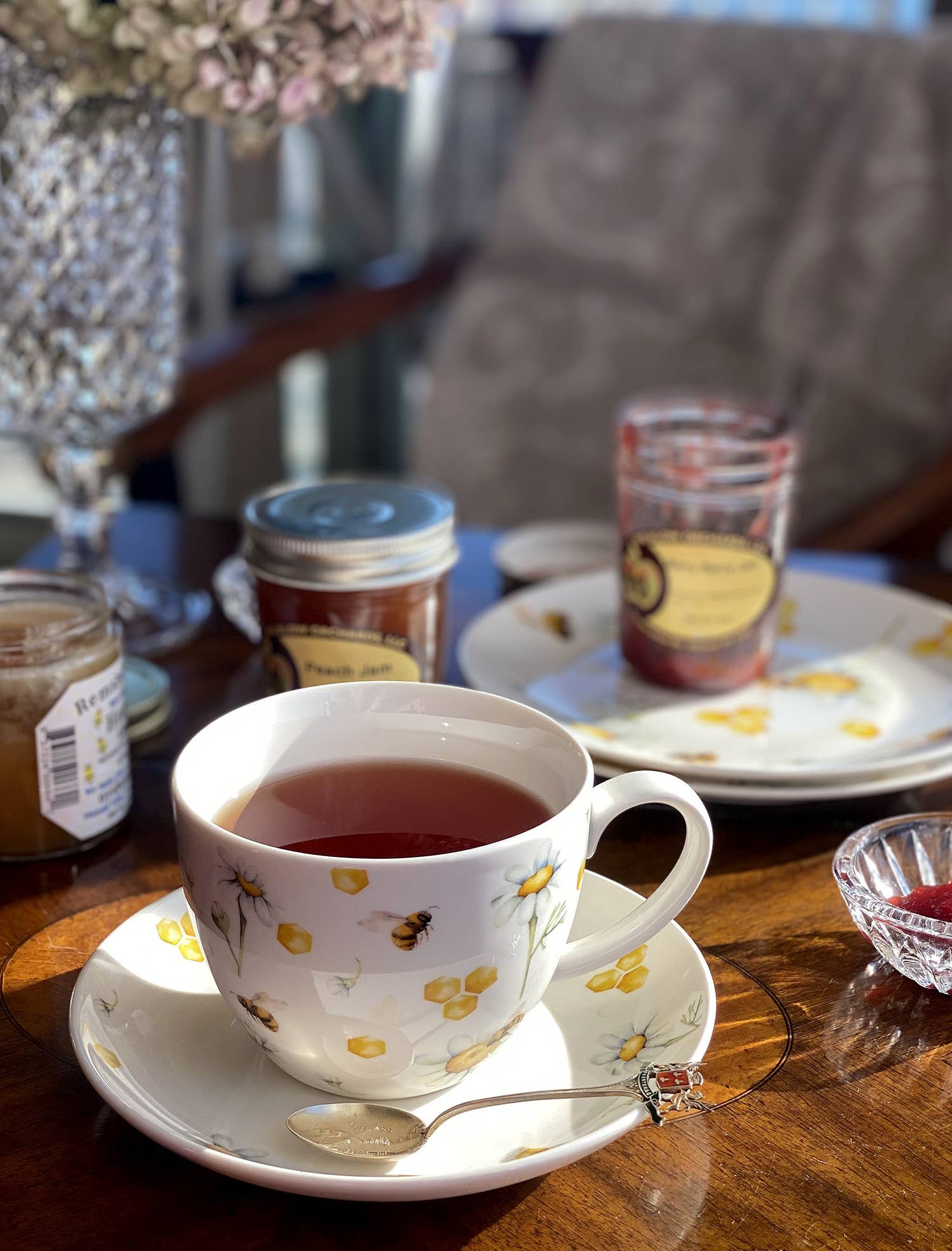 STP - Vente Tasse à café/thé - Tasse à thé en porcelaine avec soucoupe 400ml - Thé au miel1