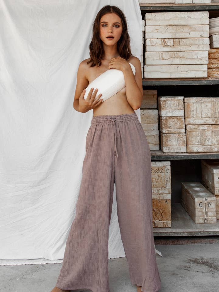 Akasha Pants aus 100% Baumwolle - Flieder für den Großhandel von RIMMBA