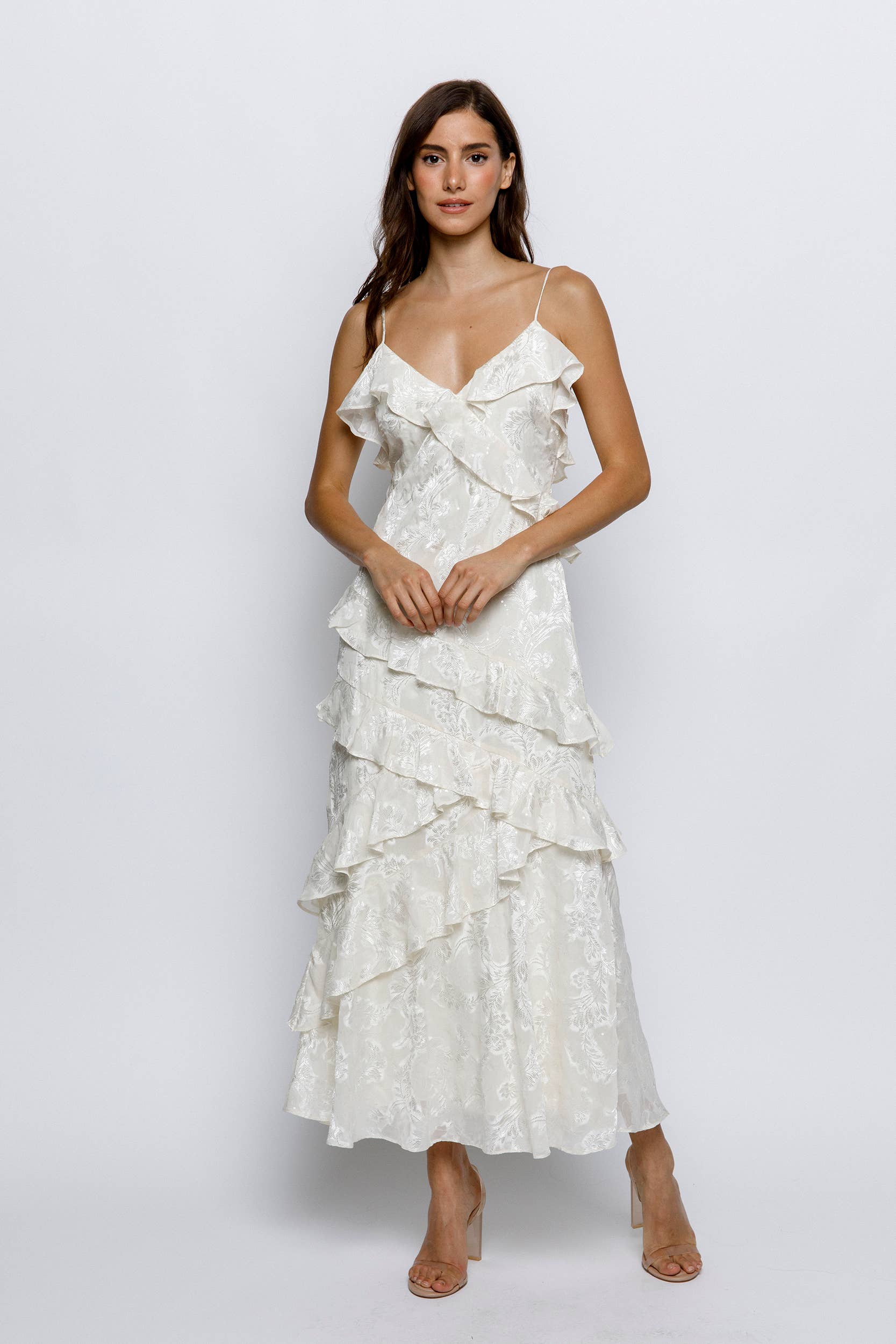 STORIA - Vente Robe – femme - JD5740-3- ROBE NUISETTE À VOLANTS À IMPRIMÉ GAUFRÉ6