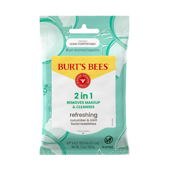 Refreshing 2-In-1 Facial Towelettes With Cucumber & Mint for wholesale by Burt's Bees