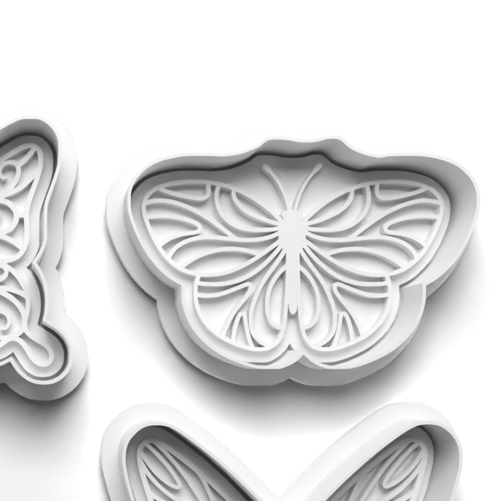 Forever Springtime - Wholesale Cookie Cutter - Butterfly D Cookie Cutter and Stamp for Fondant / Polymer Clay / Clay / Plasticine0