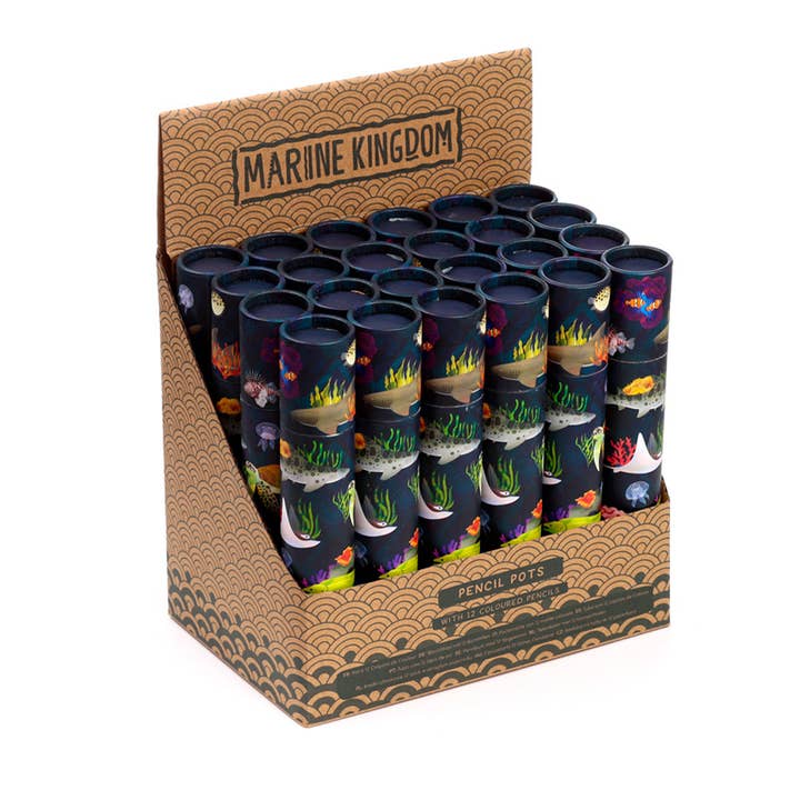 Bote grande con 12 lápices de colores de Marine Kingdom para venta al por mayor de Puckator Ltd