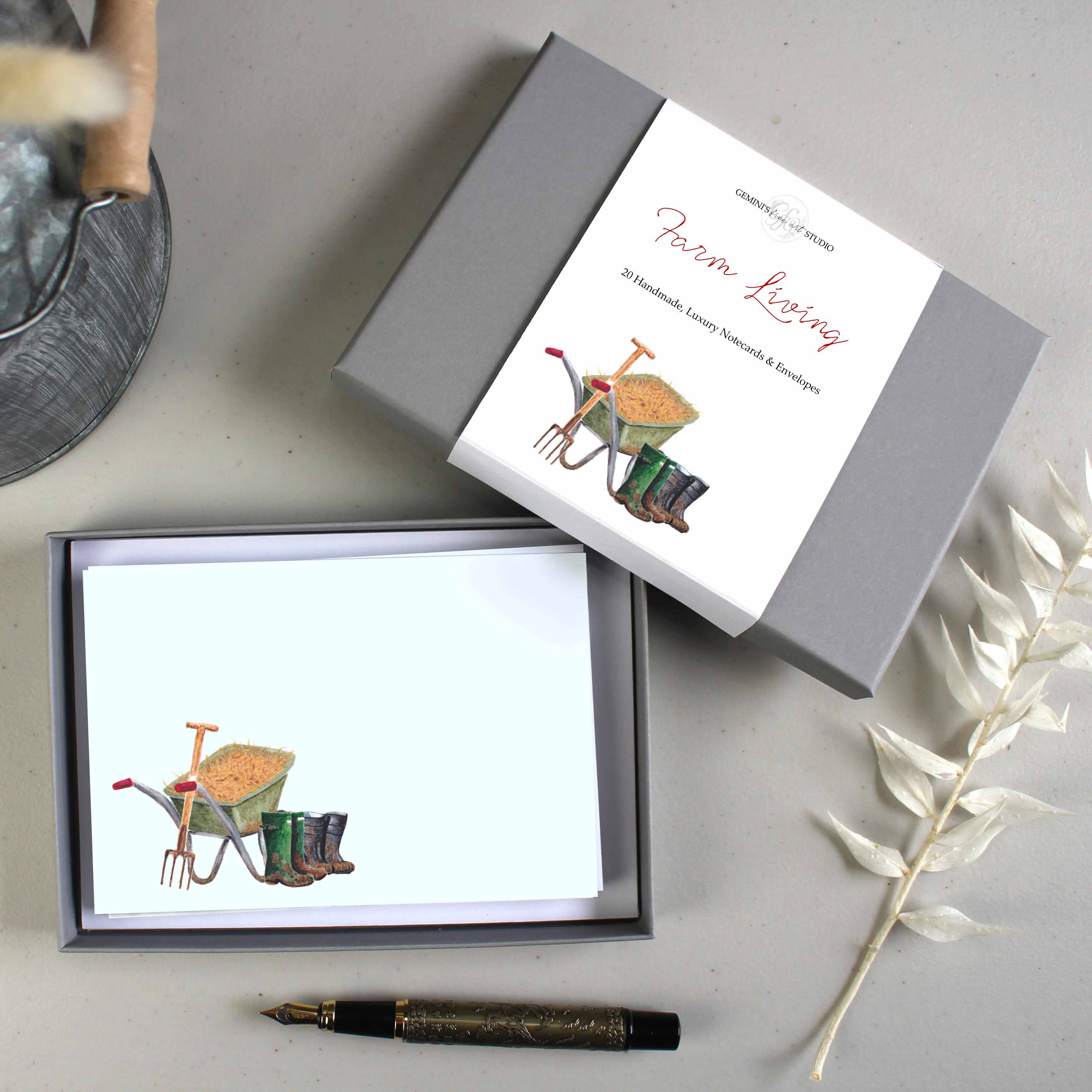 Gemini's Fine Art Studio – wholesale Stationery/notecard set – Farm Living Notecards/Place Cards - 4 Designs | Farm Animals5