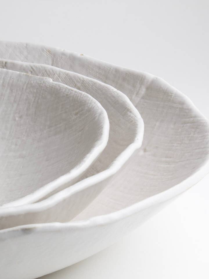 White Linen Serving Bowls for wholesale by Tagliaferro Ceramics