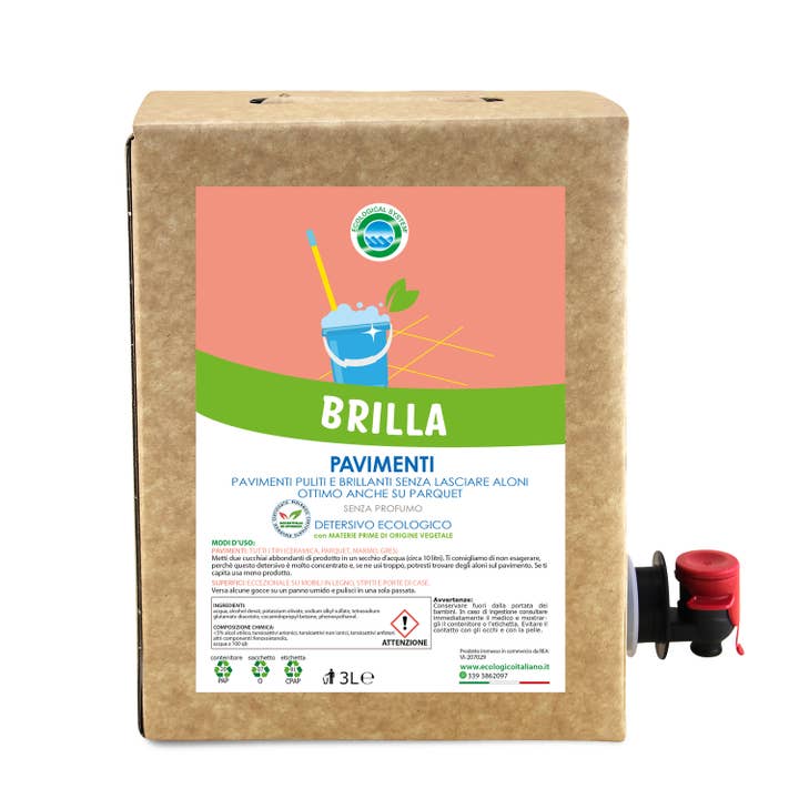 Brilla Ecological Floor Detergent Bag In Box 3L for wholesale by Ecologico Italiano
