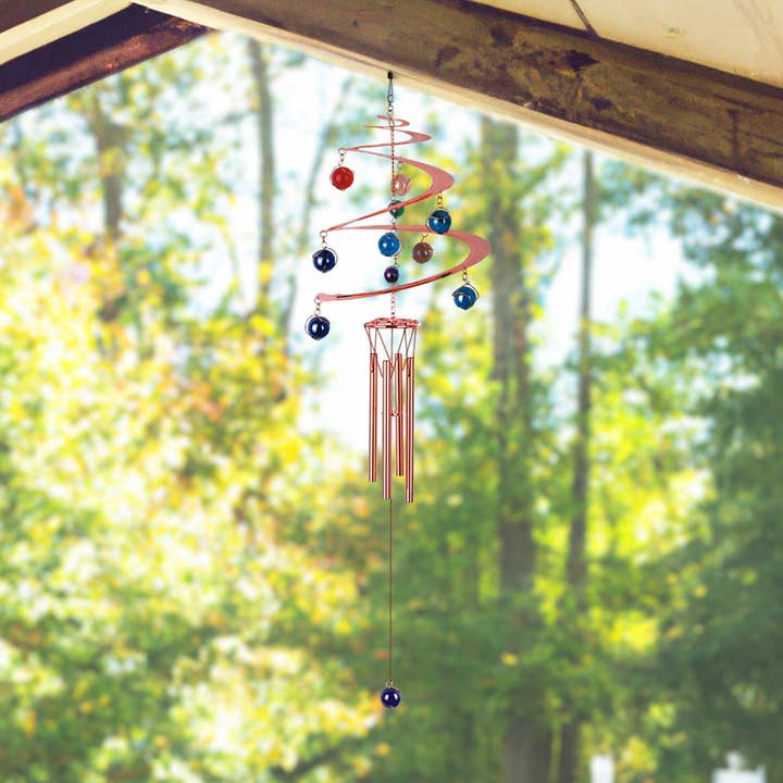 27"long Spiral Wind Chime with Copper Gem Home Decor Gifts for wholesale by FC Design
