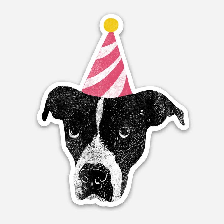 Sticker - Party Hat Dog for wholesale by Natalie V. Mason