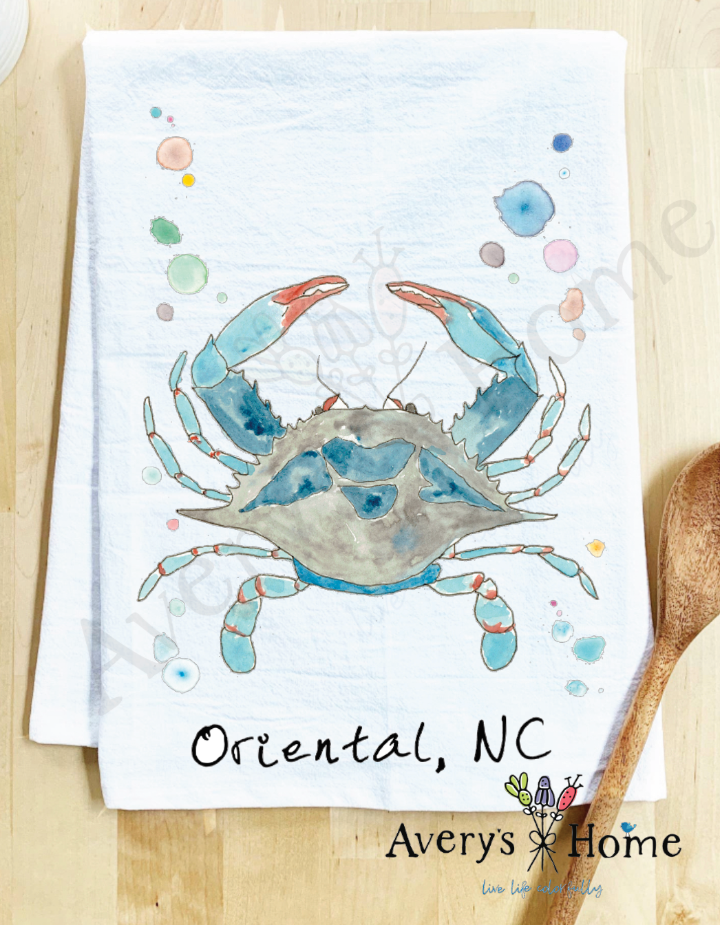 Avery's Home - Wholesale Tea Towel - Blue Crab Ocean Customizable Coastal Tea Towel27