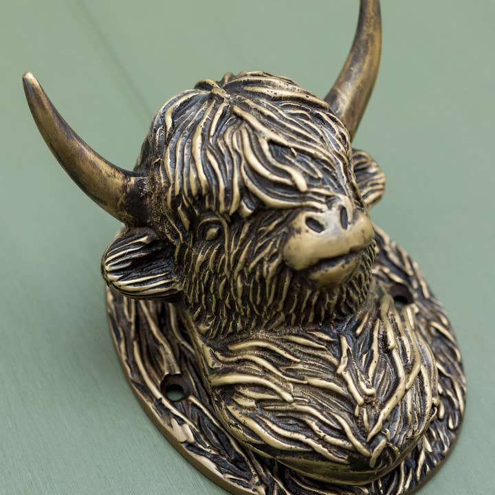 Türklopfer Highland Cow, Heritage-Optik für den Großhandel von Brass bee