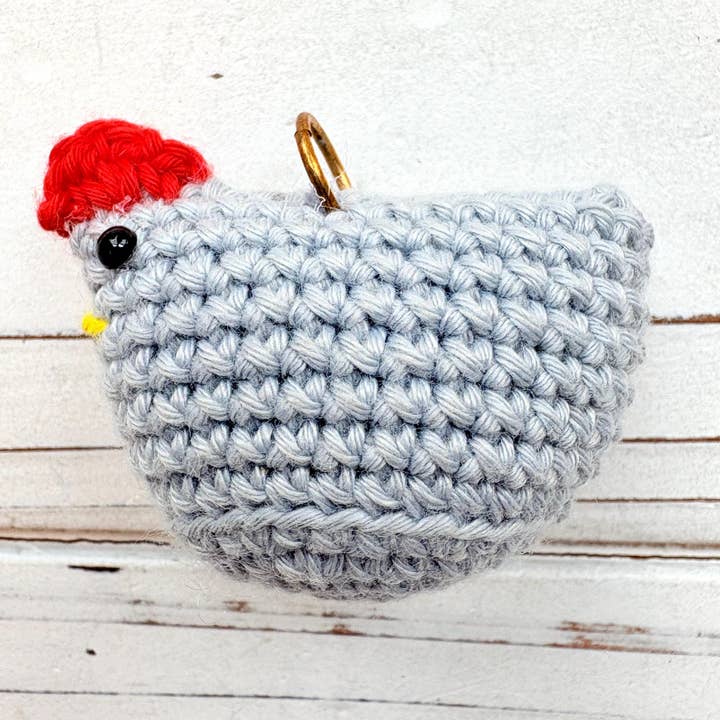 Crocheted Chicken Bag Charms - 4 Color Options for wholesale by Lenora Dame