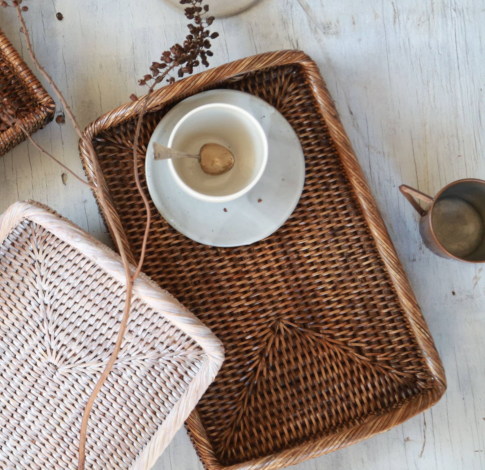 Matahari - Vente Plateaux de service - Petit plateau de matinée rectangulaire 12x8x2,25'H6