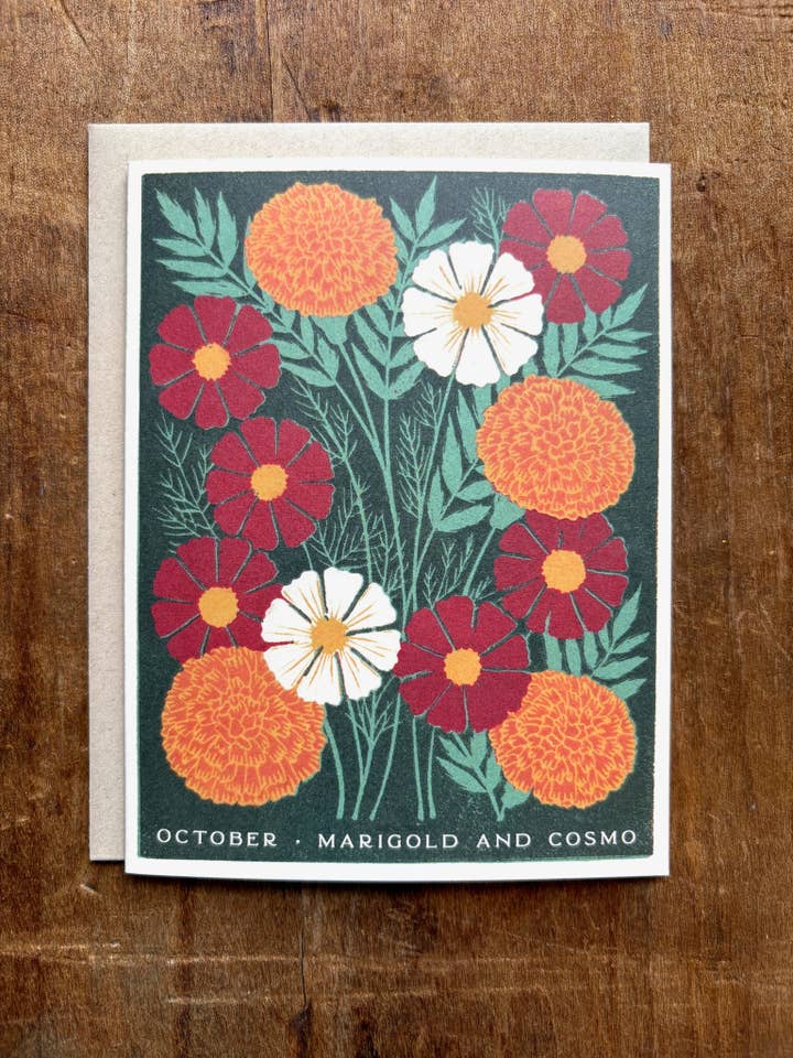 Fødselsmånedens blomster: Oktober hilsen kort for engroshandel hos Katharine Watson