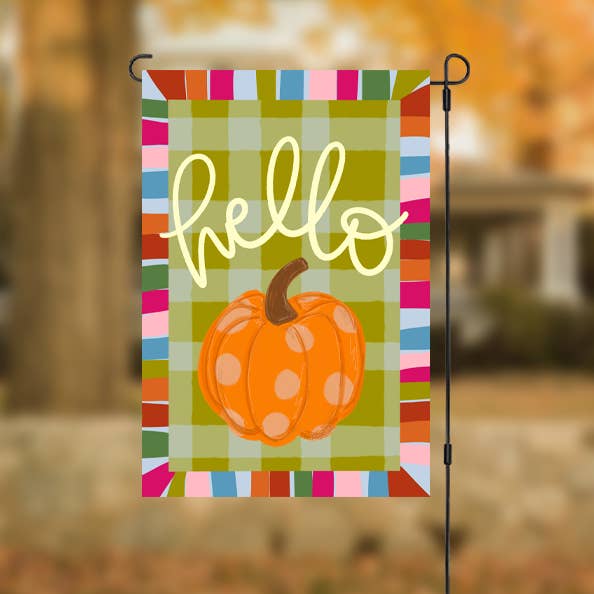 Hola Bandera de Jardín en Tonos Joya de Calabaza para venta al por mayor de Doodles By Rebekah