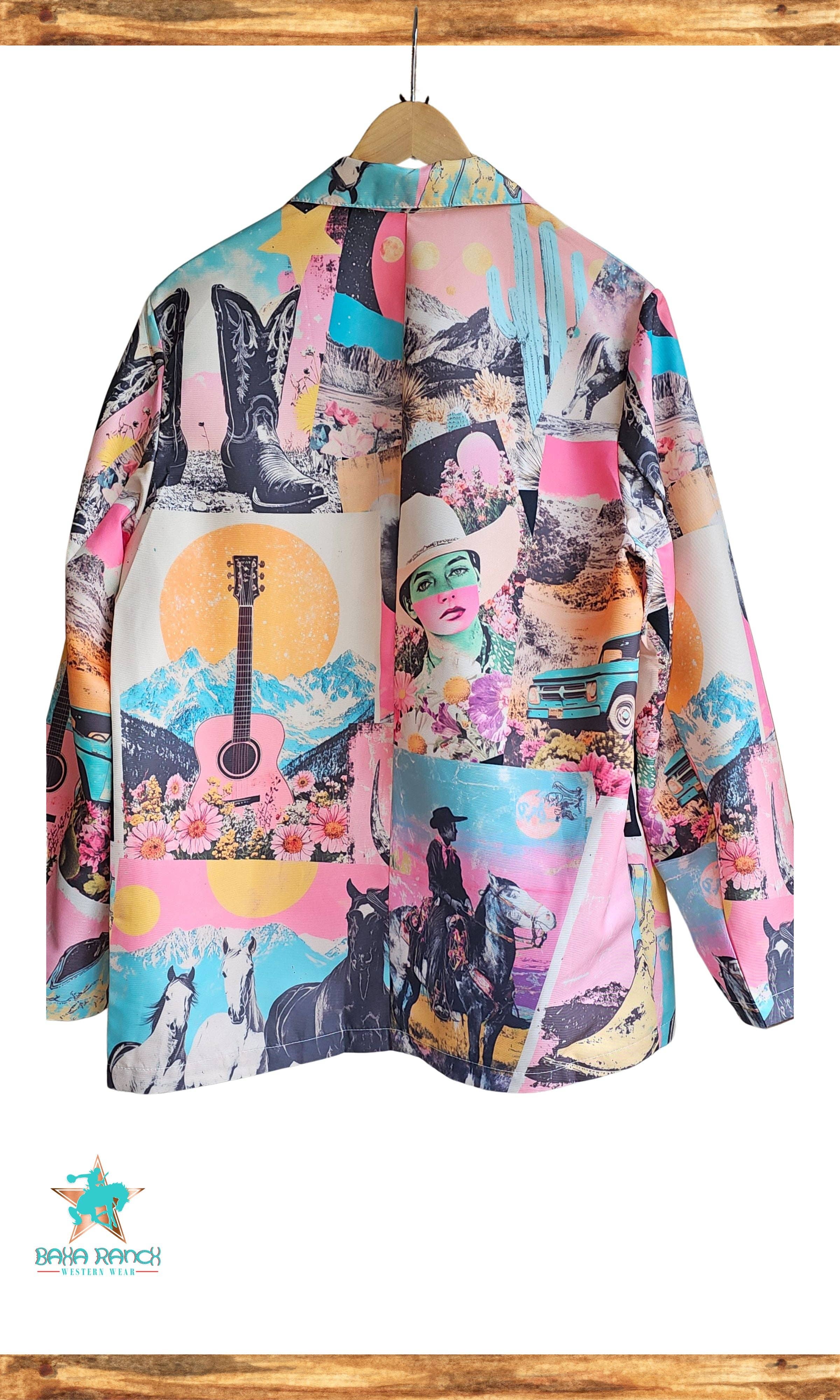 BAHA RANCH WESTERN WEAR - Wholesale Blazer - Women's - Baha Ranch Retro Pop Western Collage Blazer2