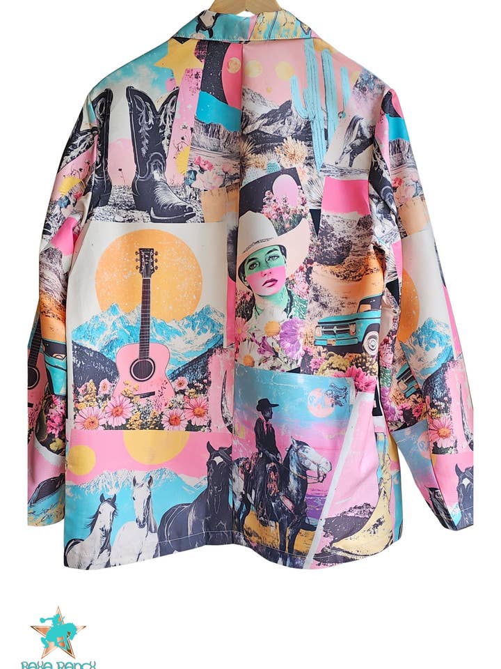 BAHA RANCH WESTERN WEAR - Wholesale Blazer - Women's - Baha Ranch Retro Pop Western Collage Blazer2