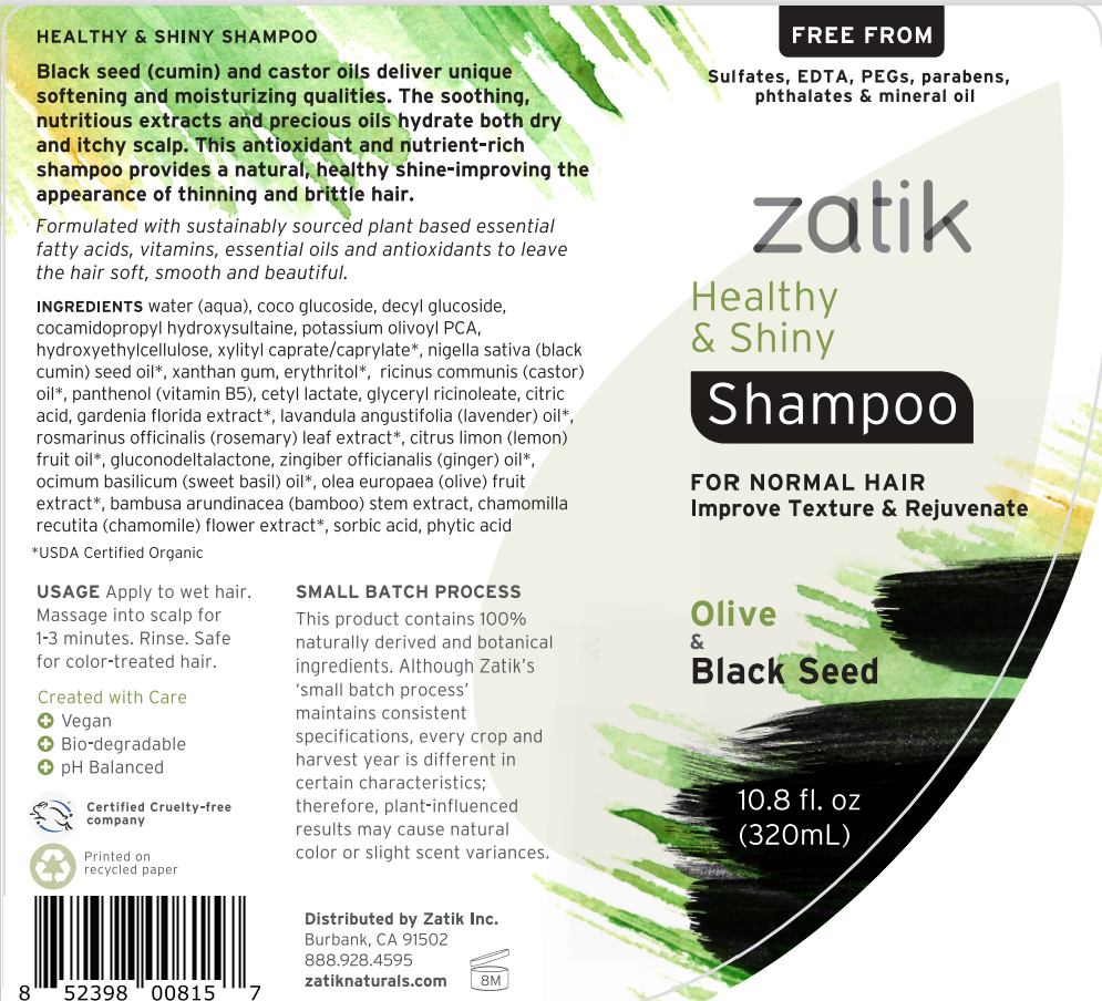 Zatik Naturals - Wholesale Hair Shampoo - Healthy & Shiny Shampoo, Olive & Black Seed, 10.8 oz
1