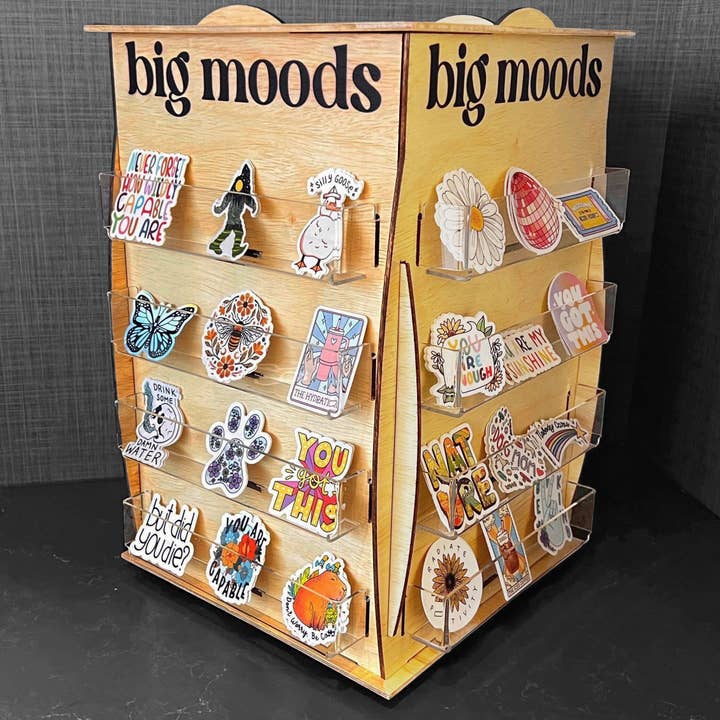 Big Moods - Wholesale Retailer Display - Paper & Novelty - 48 Count Spinner Sticker Stand Display3