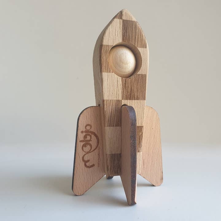 Mobjo - Wholesale Wood Toy - Kids - Wooden space rocket. Handmade. SpaceJo4