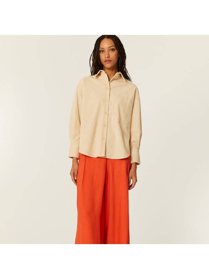 Pepaloves - Wholesale Button Down Shirt - Women's - CAMISA PANA BEIGE