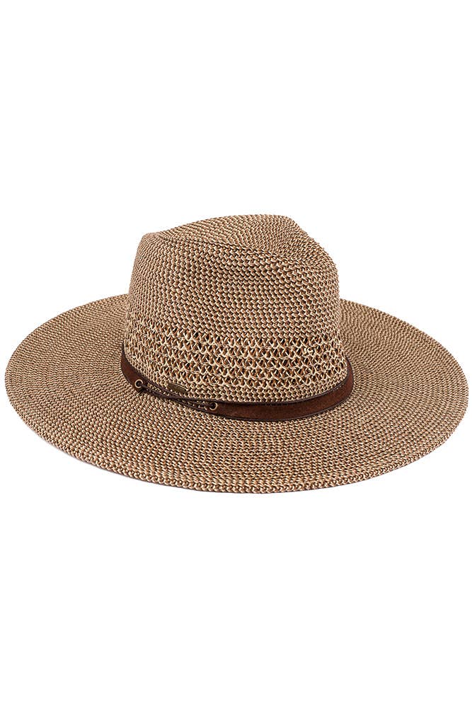 Hana - Wholesale Straw Hat - Women's - C.C Faux Leather String Straw Panama Hat1