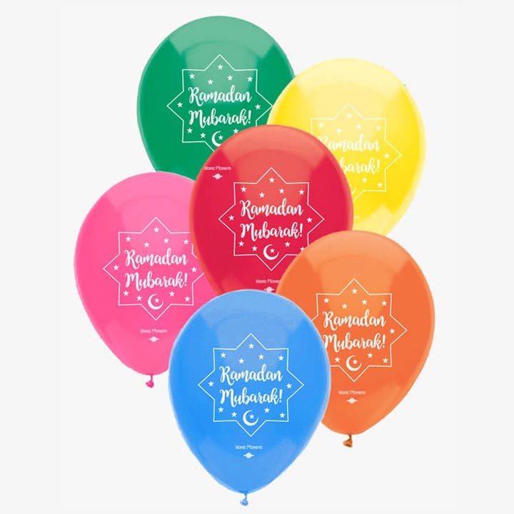 10 große mehrfarbige Ramadan-Mubarak-Luftballons für den Großhandel von Islamic Moments