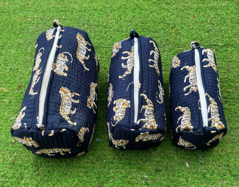 bhavnas boutique - Vendita all'ingrosso Borsa per trucchi/cosmetici - Borsa con Stampa Tigre Borsa Trapuntata in Cotone Borsa da Donna Borse da Toilette4