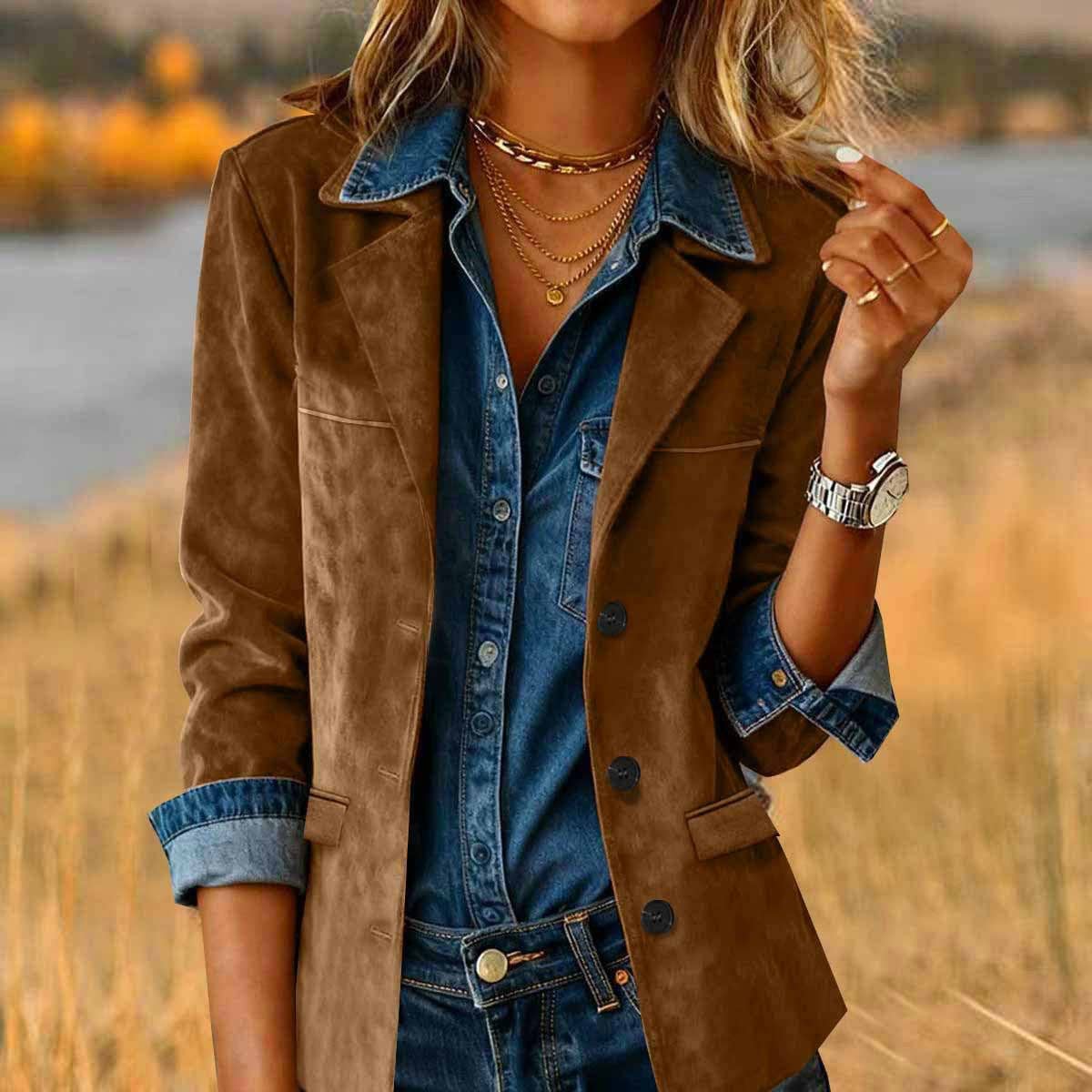 EmberLoom - Wholesale Jacket - Women's - Western Style Faux Suede Motorcycle Jacket3