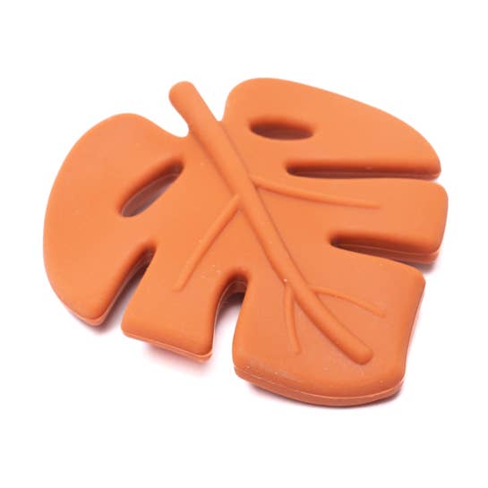 Baby Silicone Teether | LEAF Orange for wholesale by Snufie