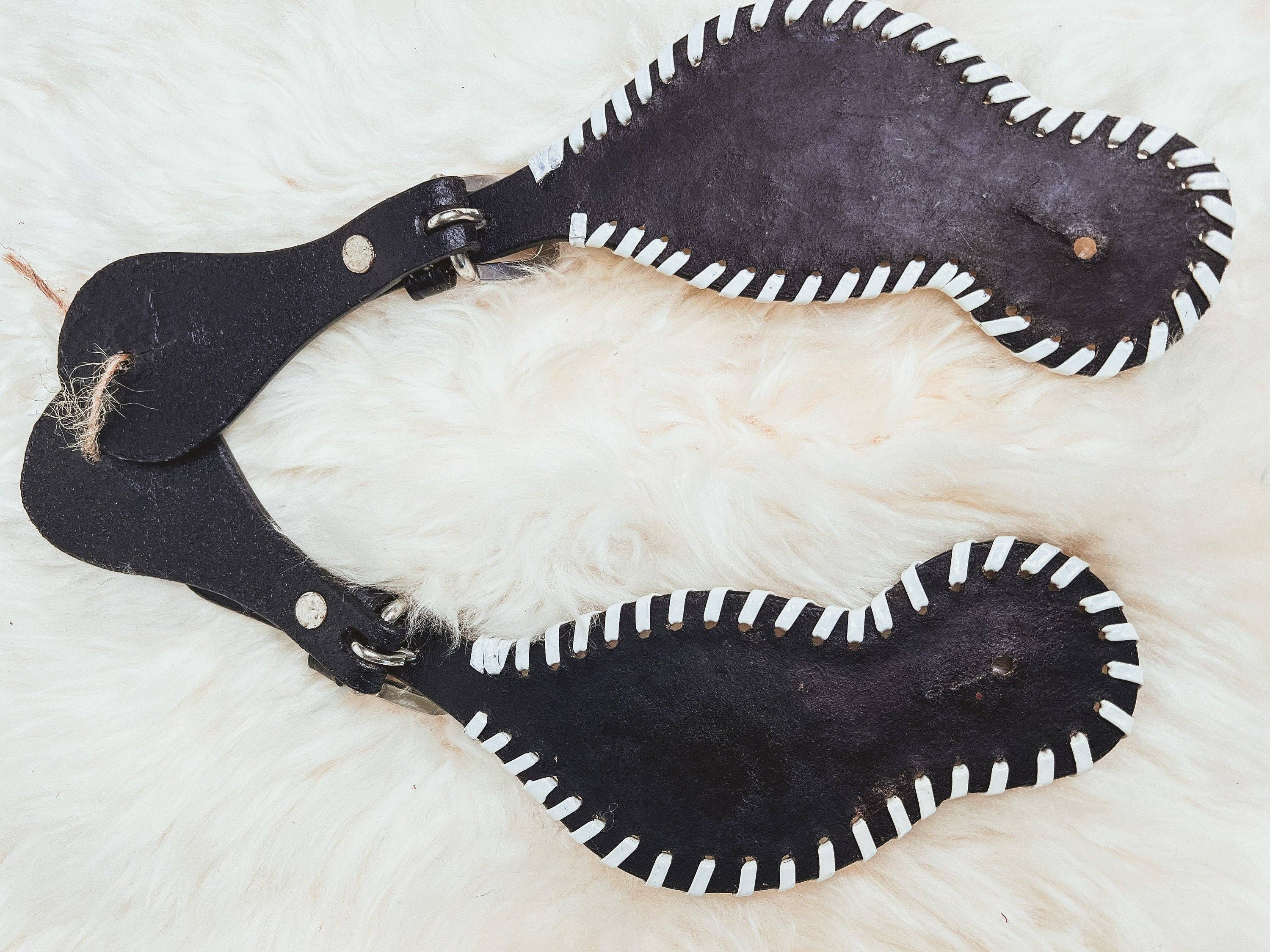 The Sterling Gypsy - Wholesale Horseback Riding Gear - Western Hand Tooled Leather Spur Straps Turquoise Flower White Daisy Horse Tack Cowgirl3