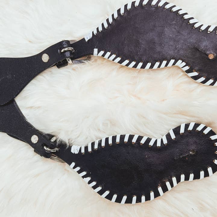 The Sterling Gypsy - Wholesale Horseback Riding Gear - Western Hand Tooled Leather Spur Straps Turquoise Flower White Daisy Horse Tack Cowgirl3