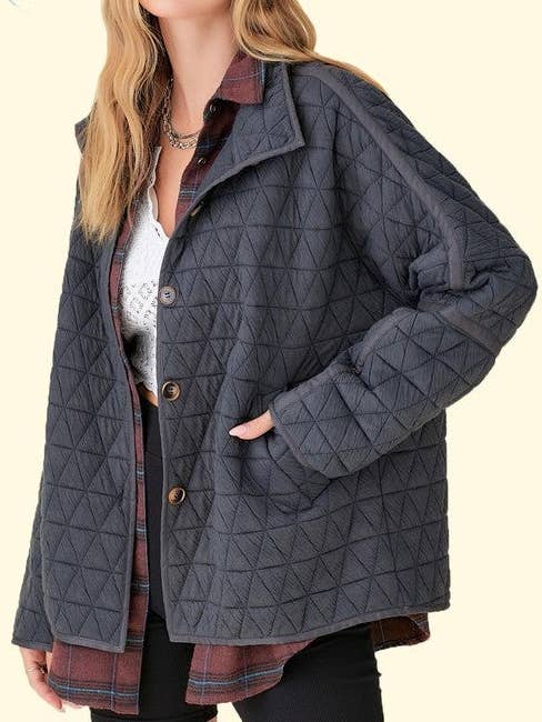HIDDENBRAND - Wholesale Jacket - Women's - Quilted Triangle Twisted Lapel Jacket13