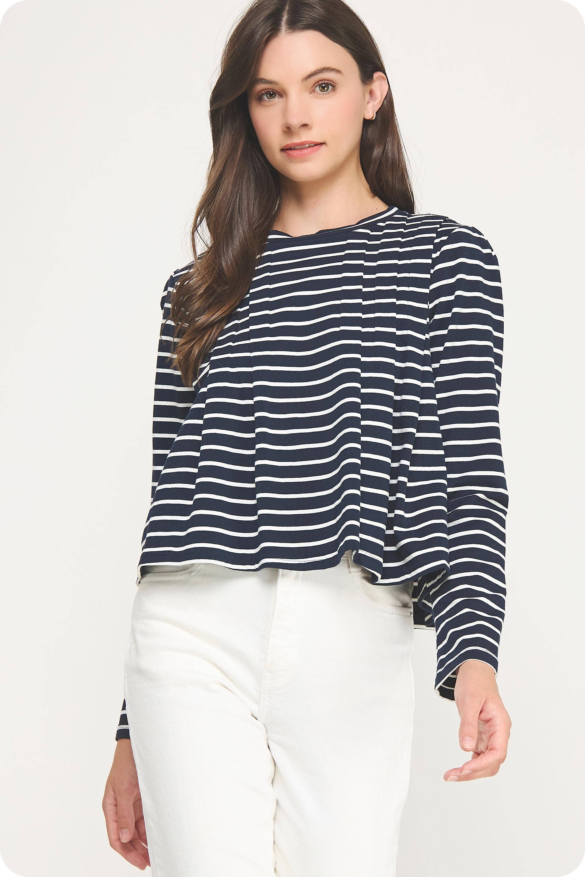 Strut & Bolt - Wholesale Blouse - Women's - Striped Shoulder Pad Knit Tee Top13