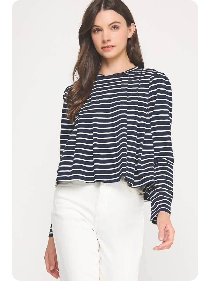 Strut & Bolt – wholesale Blouse – Women’s – Striped Shoulder Pad Knit Tee Top13