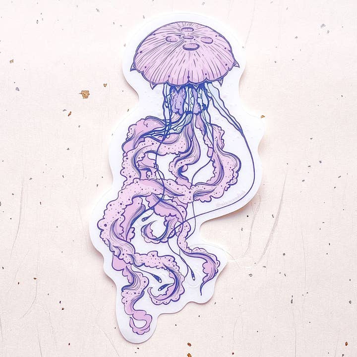 Autocolante Vinil de Peixe-Violeta Transparente por atacado de Alum and Ink