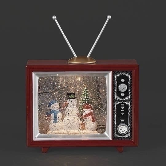 Lighted Swirl Snowman TV with Snowy Printed Background for wholesale by Roman