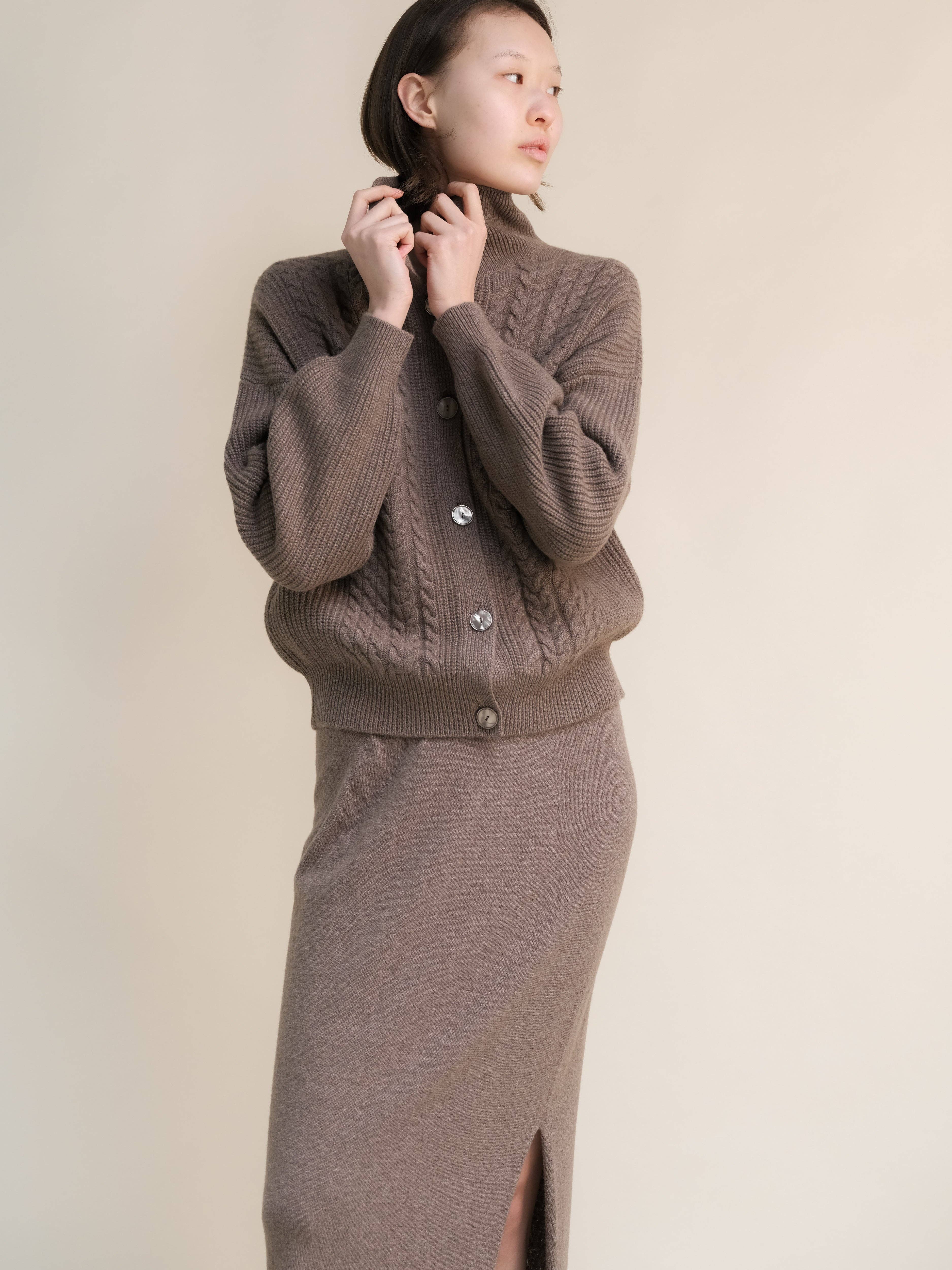 Lèmme – Cardigan - Mulher por atacado – Cardigan polo com tramas em mistura de cashmere18