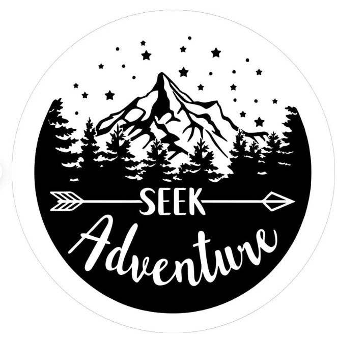 Seek Adventure Mountains & Arrow White Spare Tire Cover for wholesale by Dirty Acres