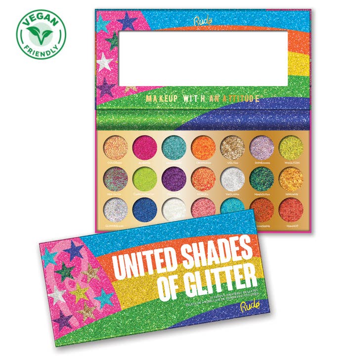 Rude Cosmetics - Wholesale Body Glitter/Shimmer - United Shades of Glitter - 21 Pressed Glitter Palette