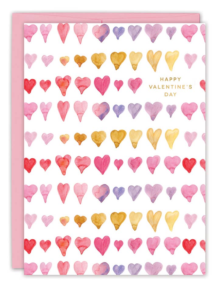 Carte de Saint-Valentin avec cœurs aquarelle pour la vente par Biely & Shoaf