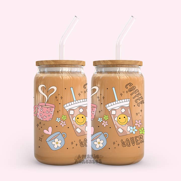 Tazza di vetro Coffee Lover per la vendita all'ingrosso da parte di amarieacreates