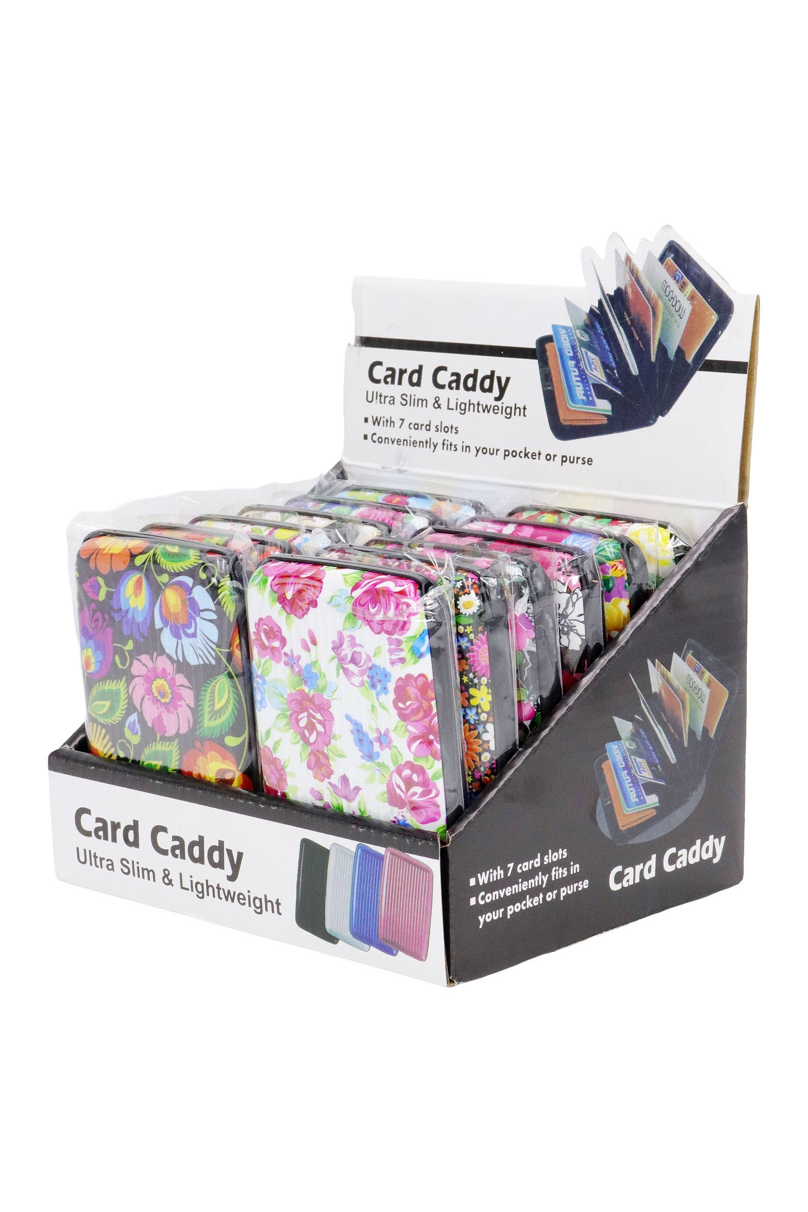 ASSORTED Itty Bitty Floral Glossy Card Holder Caddy Case for wholesale on Faire1