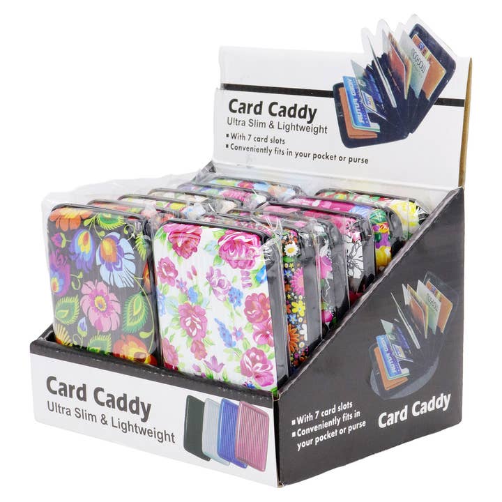 ASSORTED Itty Bitty Floral Glossy Card Holder Caddy Case for wholesale on Faire1