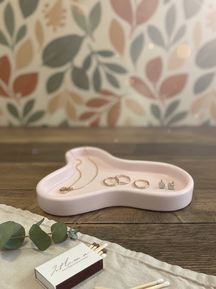 Handcrafted Jesmonite Clover Trinket Tray for wholesale by Crazy About Candles