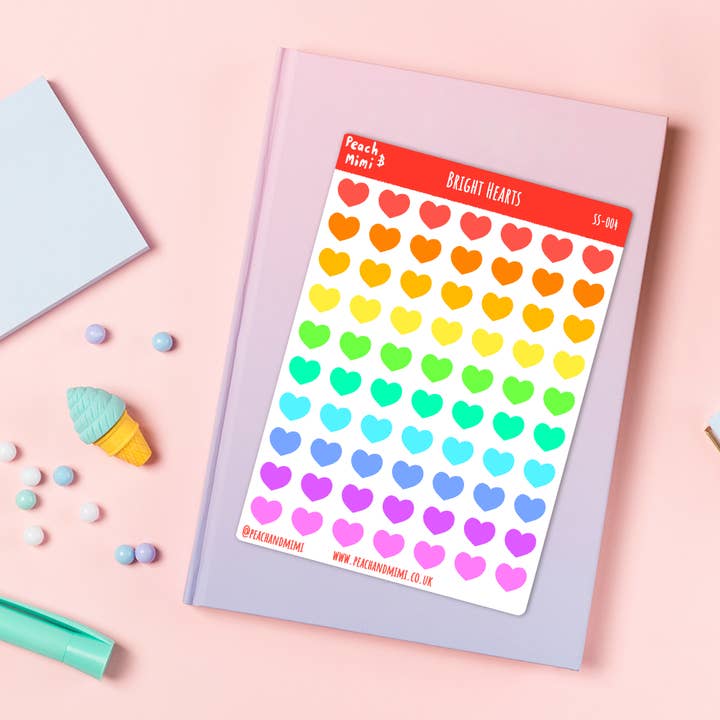 Pastel Heart Planner Stickers for wholesale by Peach and Mimi