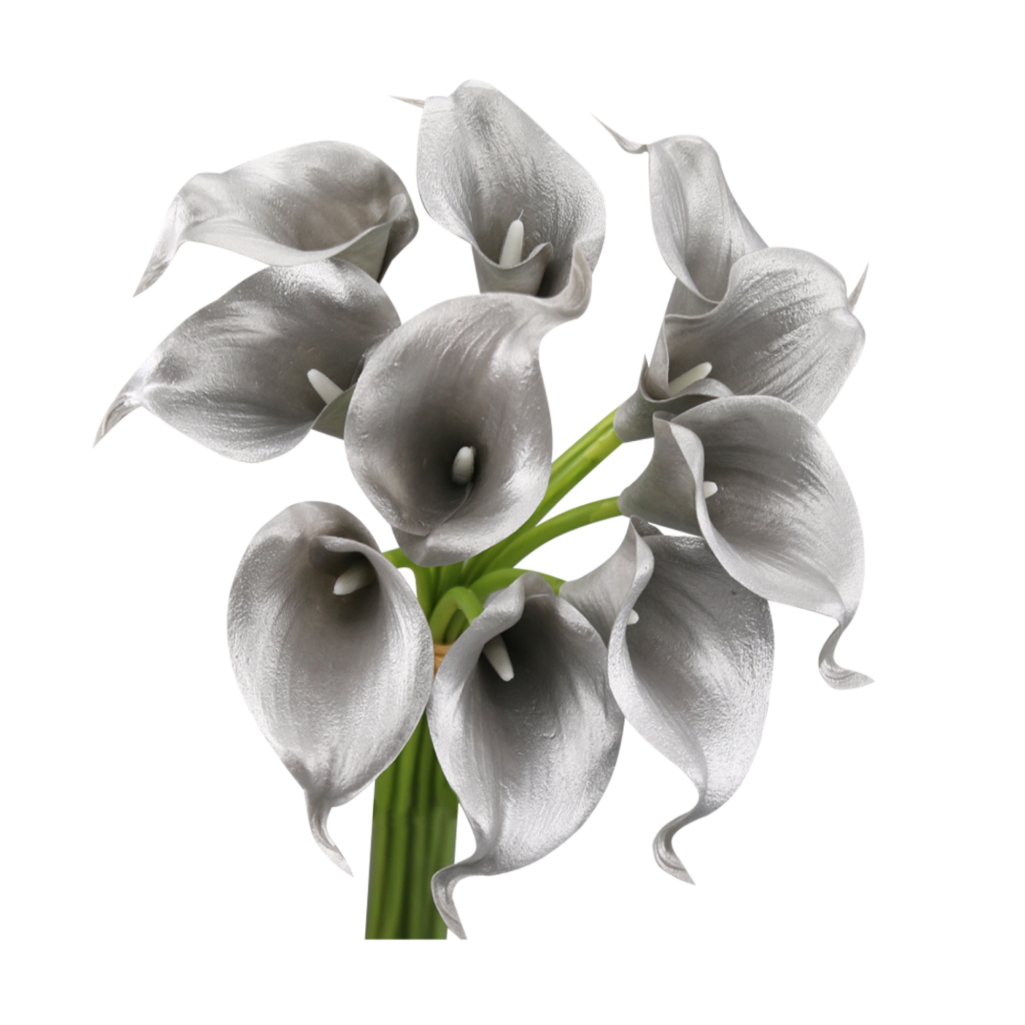 Angel Isabella – wholesale Artificial flowers – pack of 10-real touch calla lilies metallic gold silver0