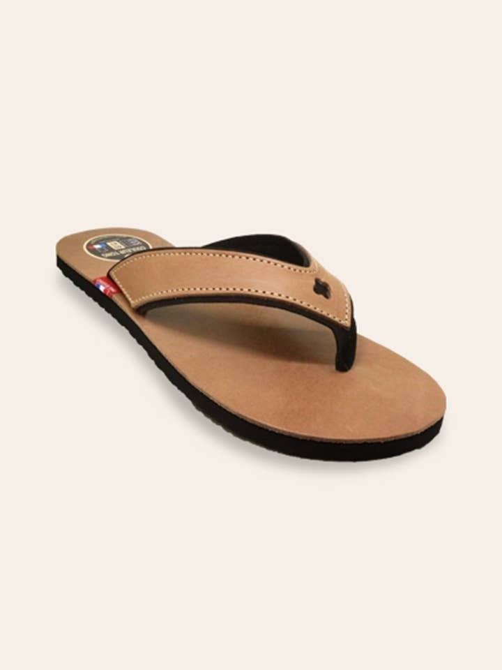 Tong / Flip Flop vegetable-tanned leather CENTURI Brown for wholesale by Couleur Tong