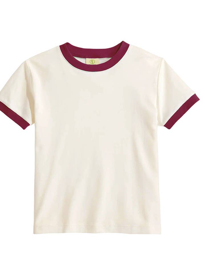 Artree - Wholesale T-Shirt - Women's - Ringer Tee Blank Off White Burgundy Women's Fitted Top