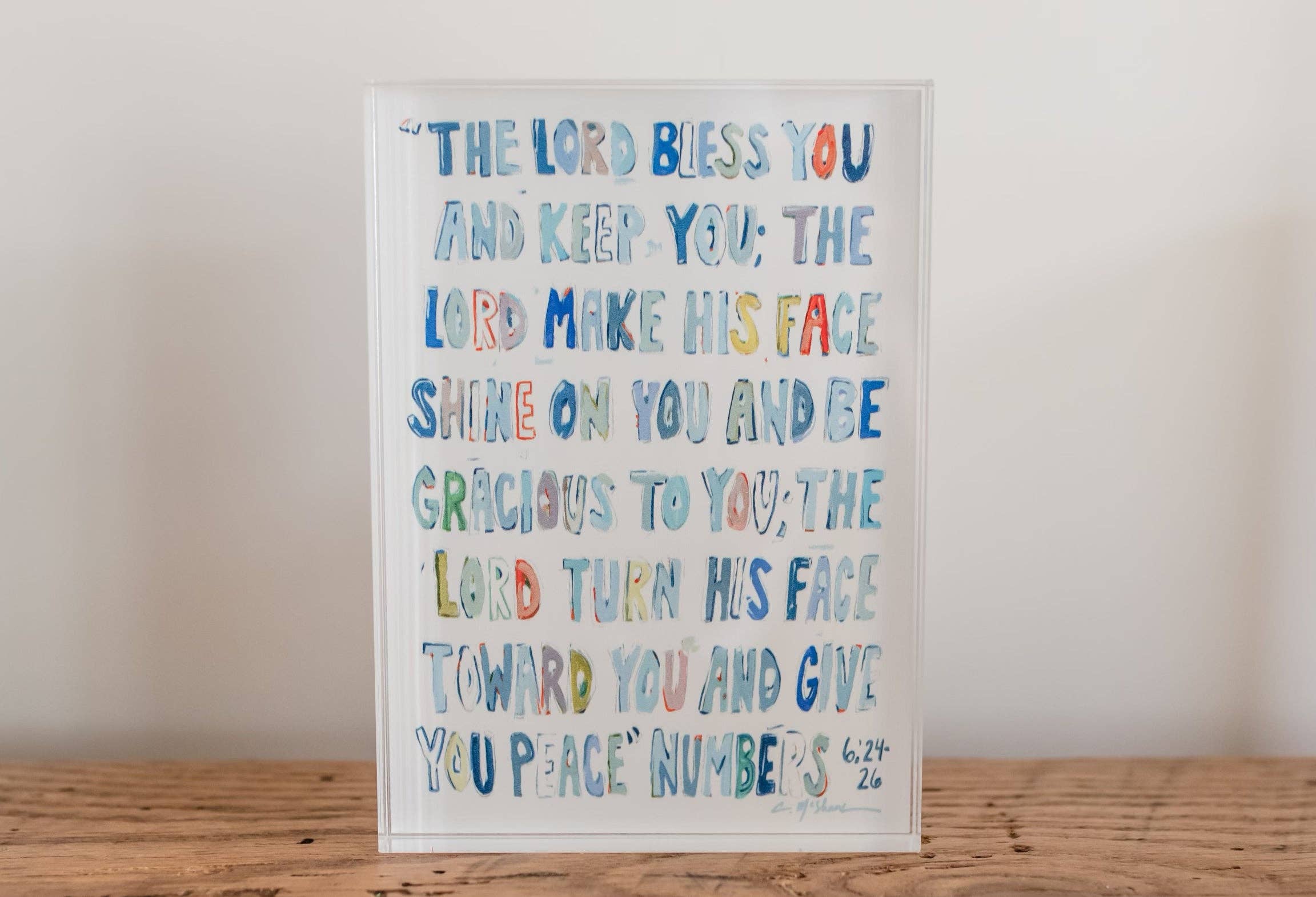 Chelsea McShane Art - Wholesale Decorative Tabletop Object - "Numbers 6: 24-26" acrylic shelfie3